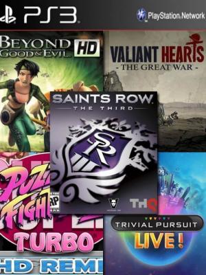 5 juegos en 1 Beyond Good & Evil HD mas Valiant Hearts: The Great War mas Saints Row: The Third mas Puzzle Fighter HD mas TRIVIAL PURSUIT LIVE ps3
