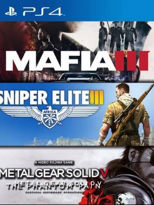 3 juegos en 1 Mafia III mas Sniper Elite 3 mas Metal Gear Solid V The Phantom Pain PS4