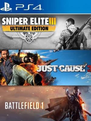 3 Juegos En 1 Sniper Elite Iii Ultimate Edition Mas Just Cause 3 Mas Battlefield 1 Ps4 Juegos Digitales Peru Venta De Juegos Digitales Ps3 Ps4 Ofertas
